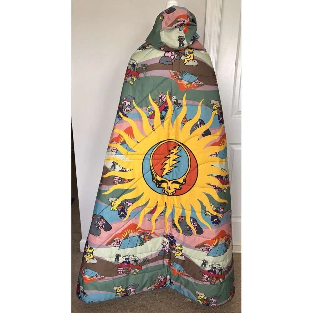 Grateful Dead Terrapin Sunshine Water Resistant PONCHO Poly Shell Hooded RARE